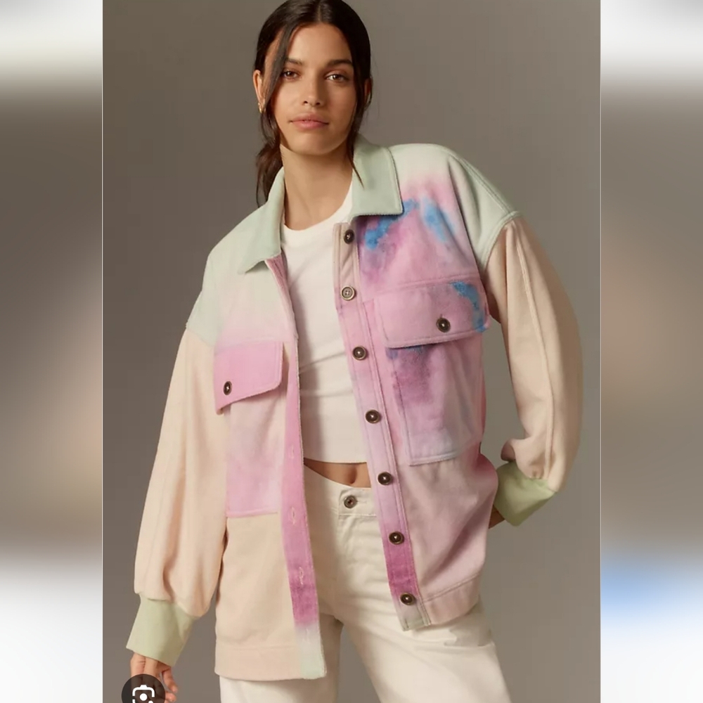 Pilcro Anthropologie Cotton Microfleece Button-Front Jacket Pilcro. Size L - Picture 2 of 8